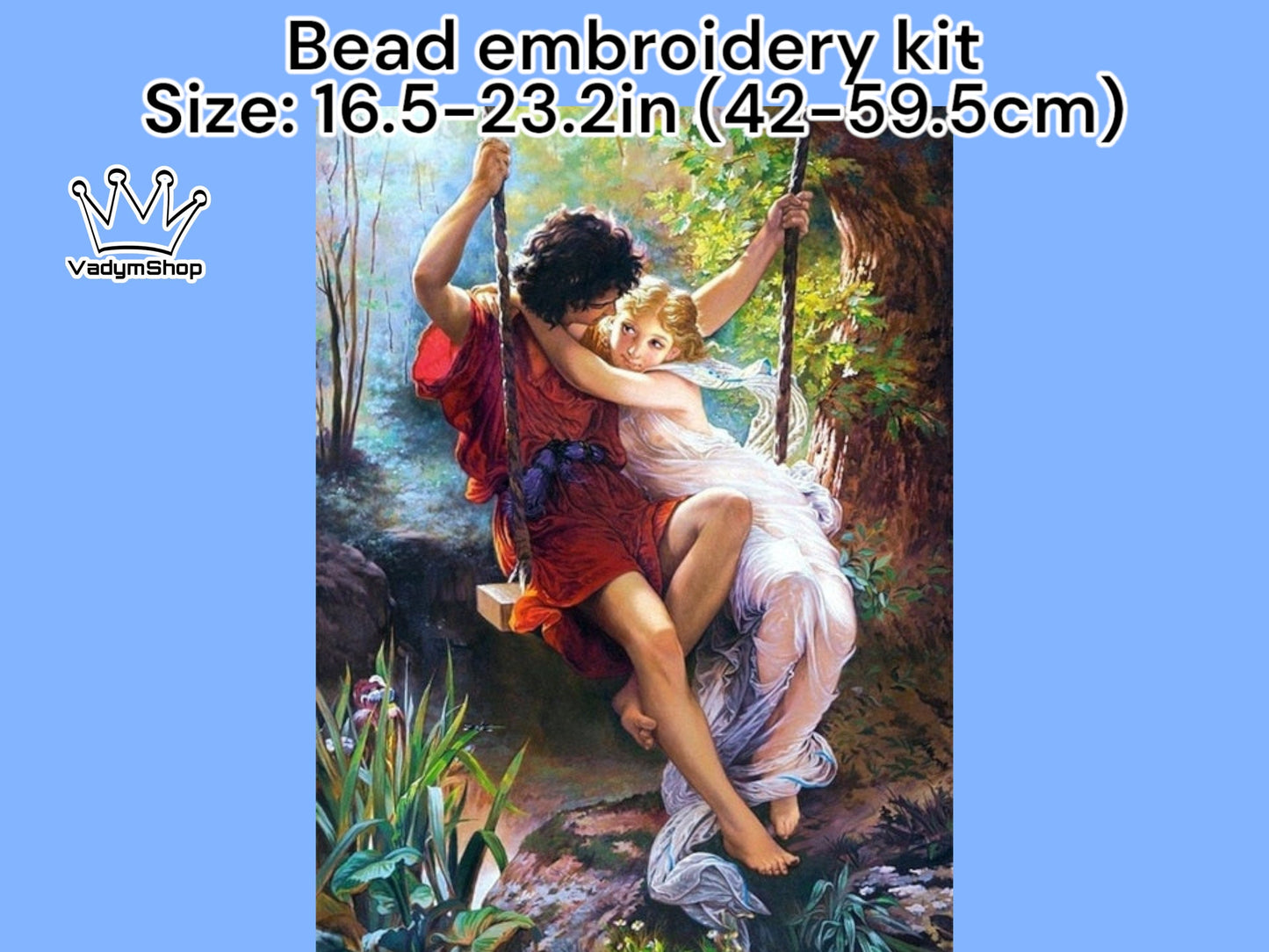 DIY Bead embroidery kit "On a swing". size: 16.5-23.2in (42 - 59.5cm). - VadymShop