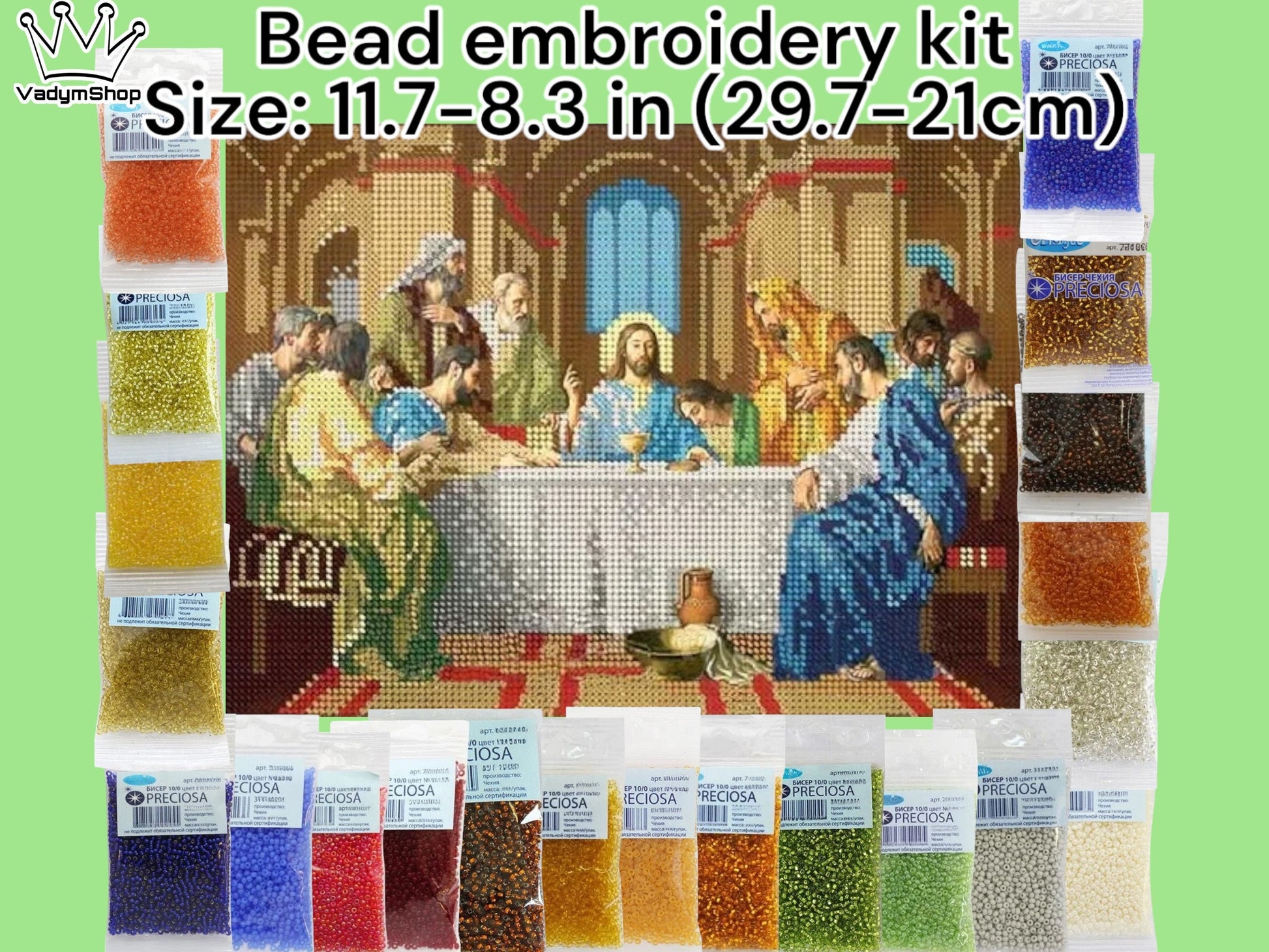 DIY Bead embroidery kit "Secret dinner". Size: 11.7-8.3 in (29.7-21cm) - VadymShop