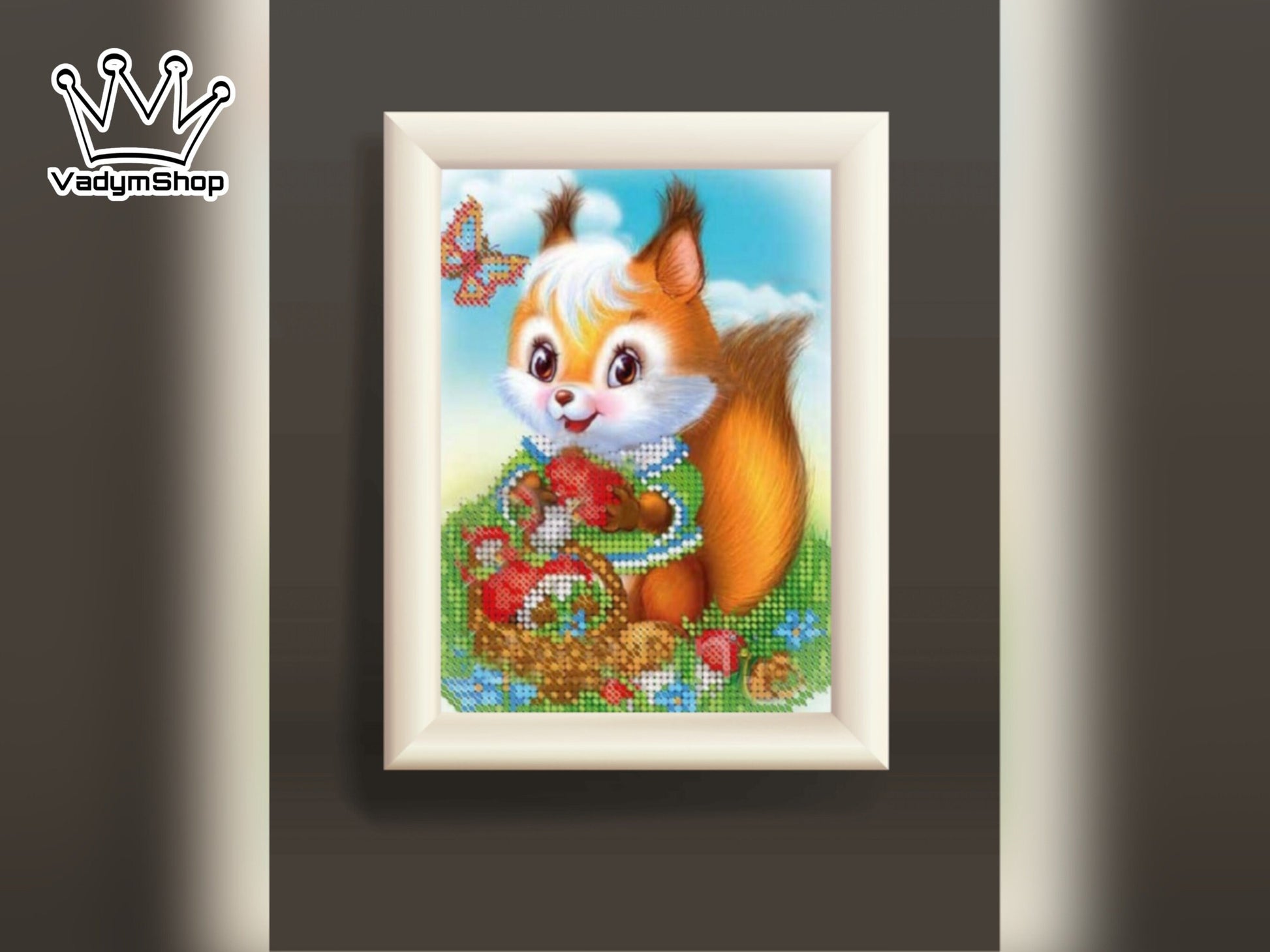 DIY Bead embroidery kit "Squirrel". Size: 5.1 - 7.1 in (13.1 - 18.2 сm) - VadymShop