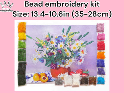 Create Your Own Bouquet of Daisies with Our DIY Bead Embroidery Kit - VadymShop