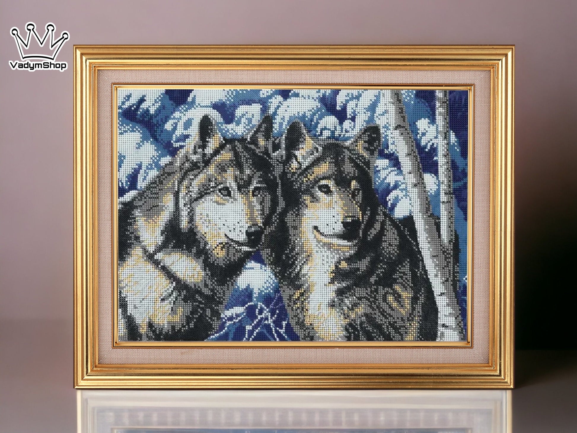 Wild and Beautiful: Wolves Bead Embroidery Kit for DIY Crafters Size: 14.6-10.2in (37.8-26.7cm) - VadymShop