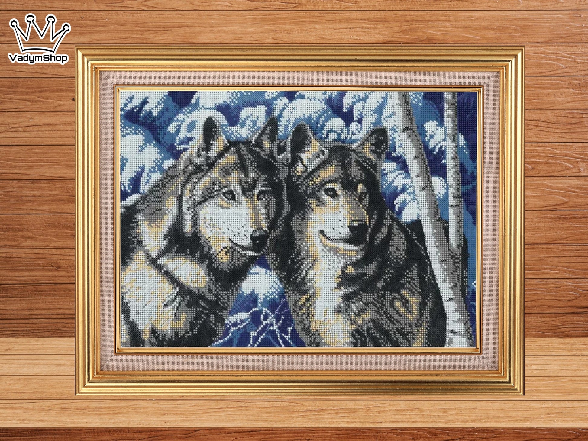 Wild and Beautiful: Wolves Bead Embroidery Kit for DIY Crafters Size: 14.6-10.2in (37.8-26.7cm) - VadymShop