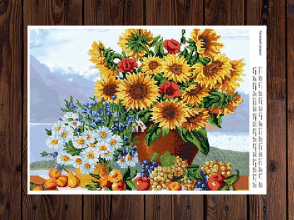 Sunflowers and Daisies DIY Bead Embroidery Kit - VadymShop