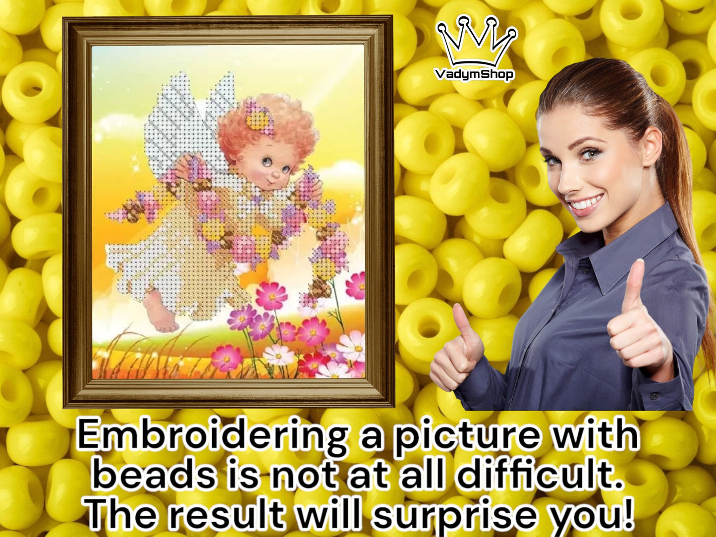 Create a stunning Flower Angel with our DIY Bead Embroidery Kit - VadymShop