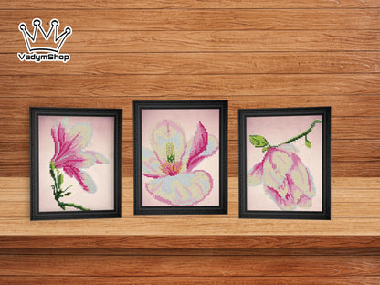 DIY Bead embroidery kit flowers "Magnolia". Size: 5.5-6.7in / 14-17cm (one picture) - VadymShop