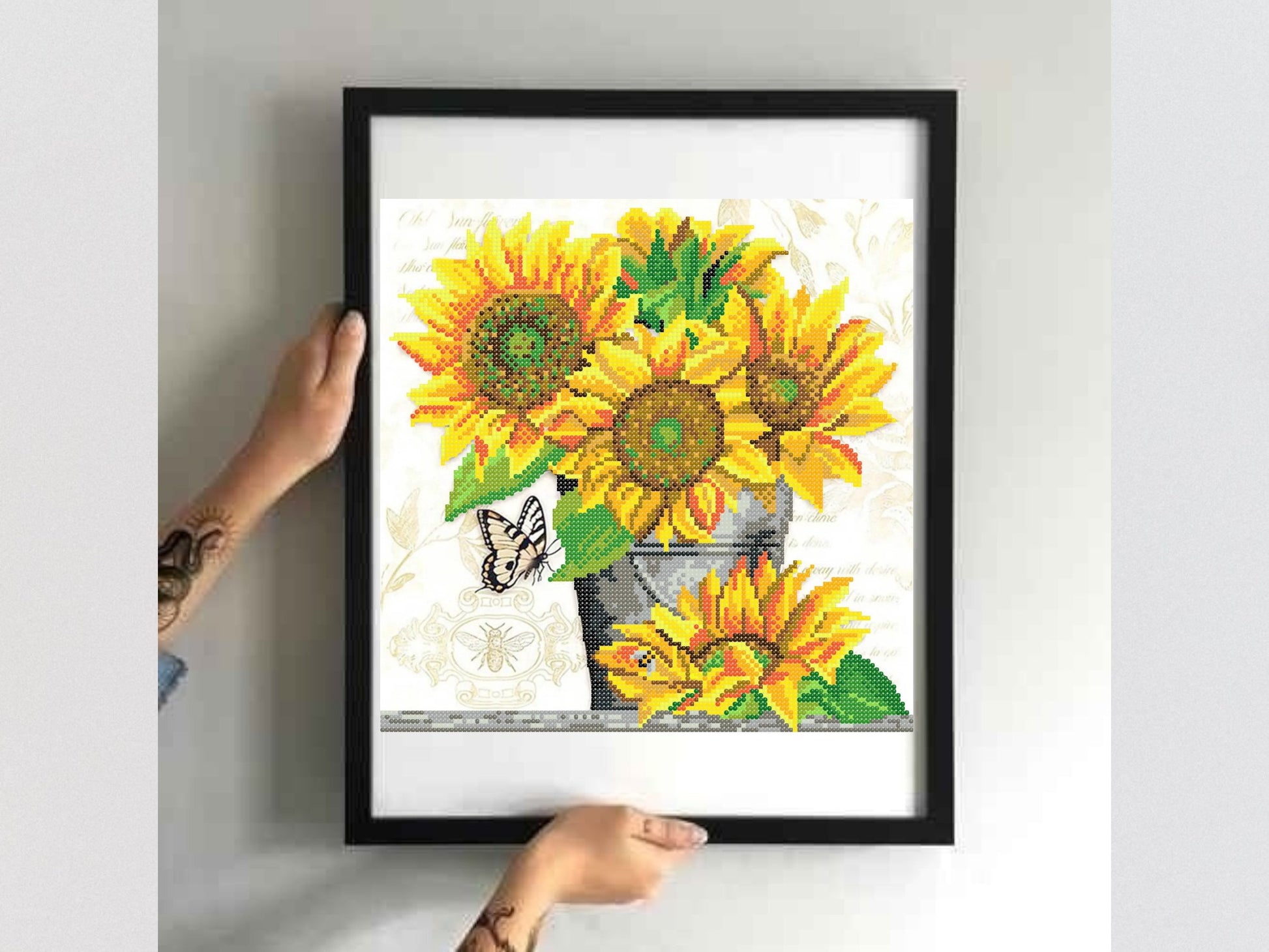 Sunflowers DIY Bead Embroidery Kit - Craft your own Floral Masterpiece! Size: 10.2-10.2in (26-26cm) - VadymShop