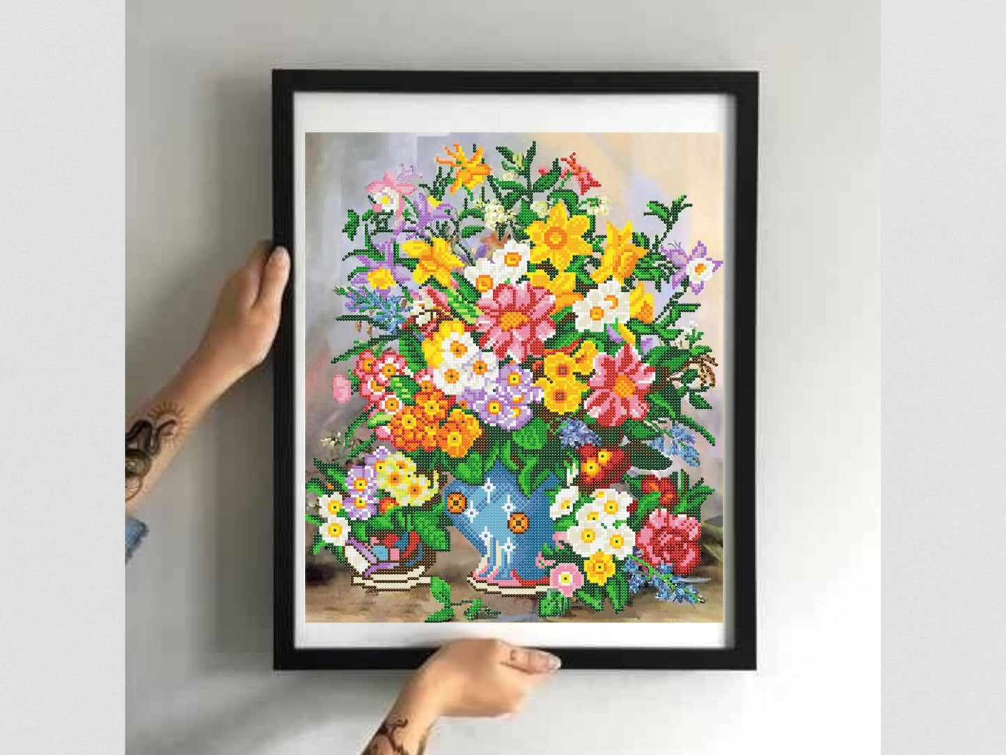 Floral Bliss DIY Bead Embroidery Kit: Make Your Own Bouquet of Exquisite Flowers Size: 11.8-15.8in (30-40cm) - VadymShop