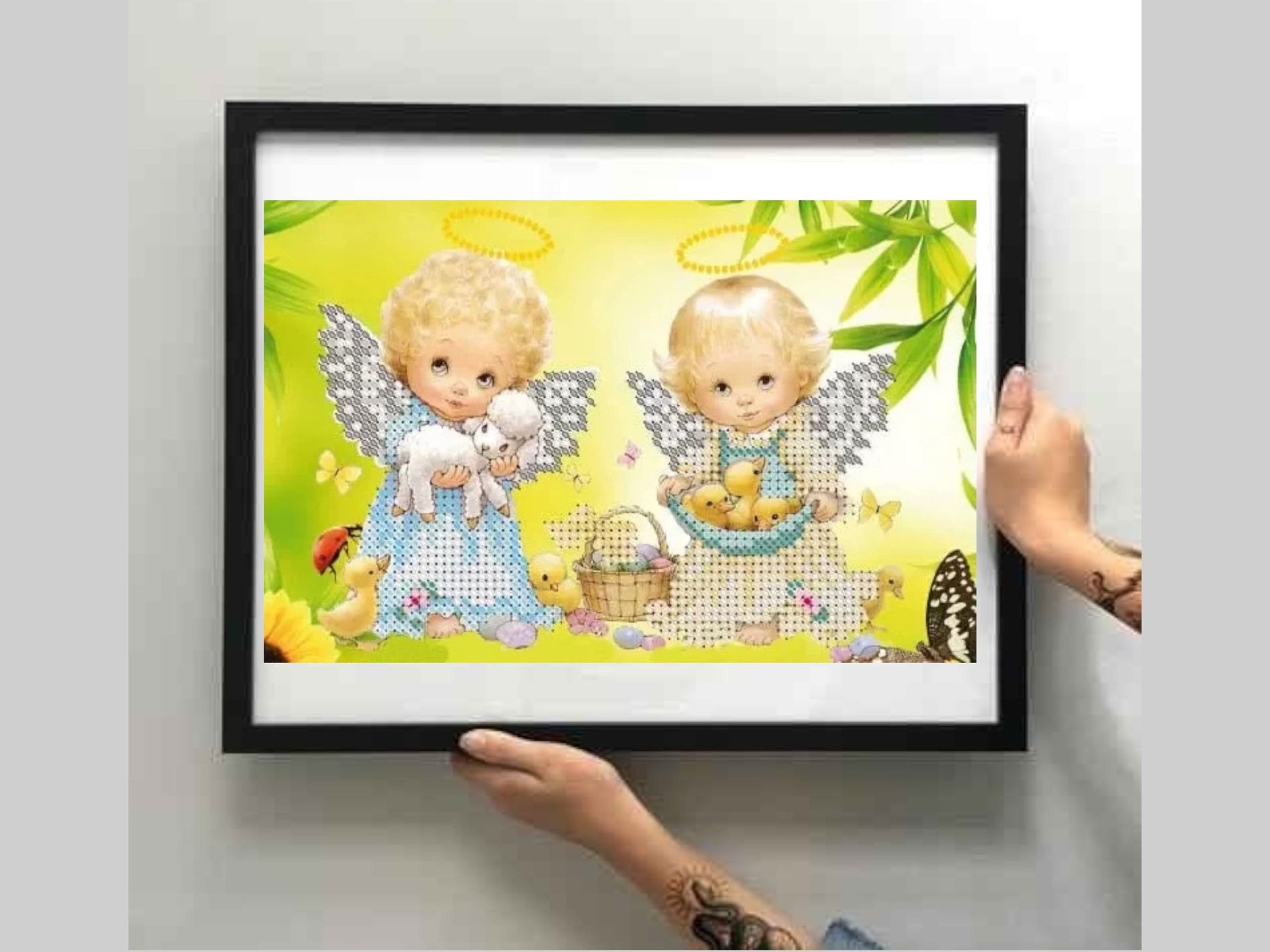 Small Bead embroidery kit "Angels. Easter." Size: 5.5-6.7 in (14-17cm) - VadymShop