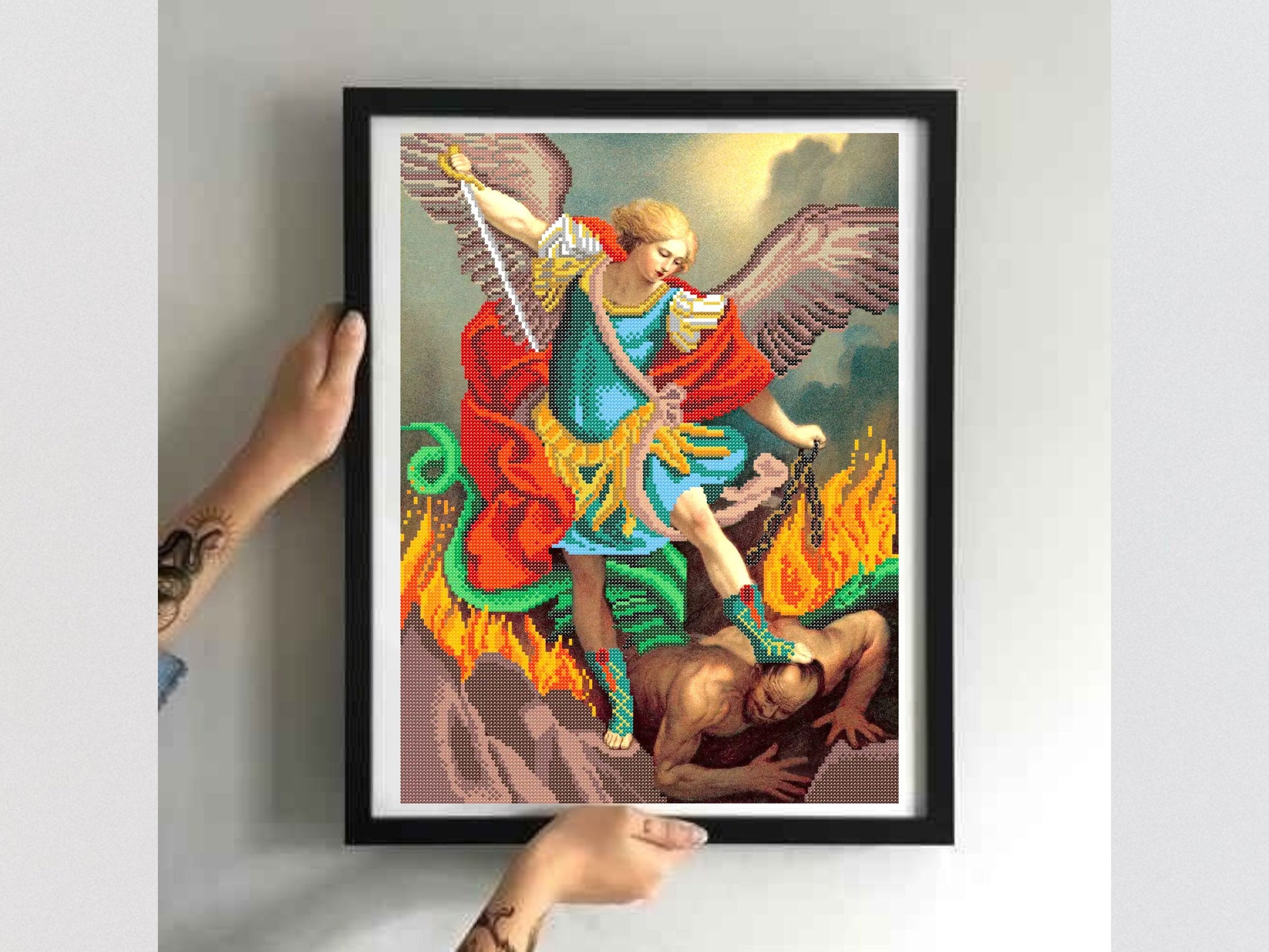 DIY Bead embroidery kit  "Archangel Michael and Satan". Size: 12.2 - 16.5 in (31 - 42cm) - VadymShop