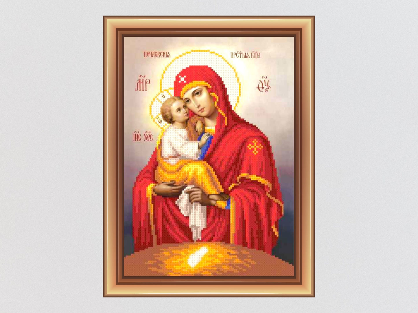 Bead embroidery kit ''Pochaevskaya icon of the mother of God'' size: 8.3-11.8in (21-30.5cm) - VadymShop