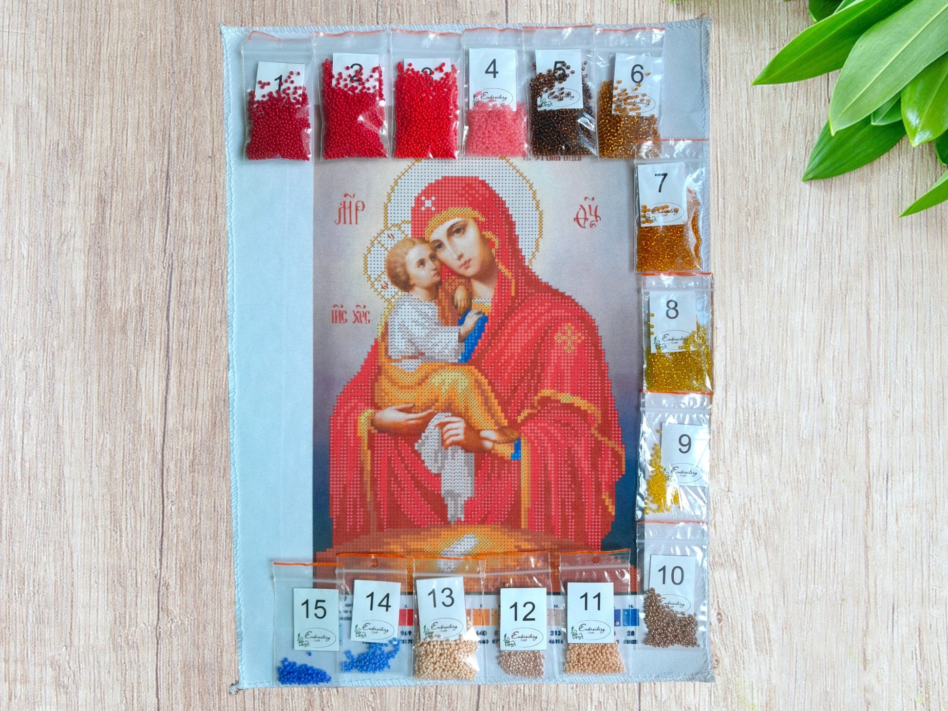 Bead embroidery kit ''Pochaevskaya icon of the mother of God'' size: 8.3-11.8in (21-30.5cm) - VadymShop