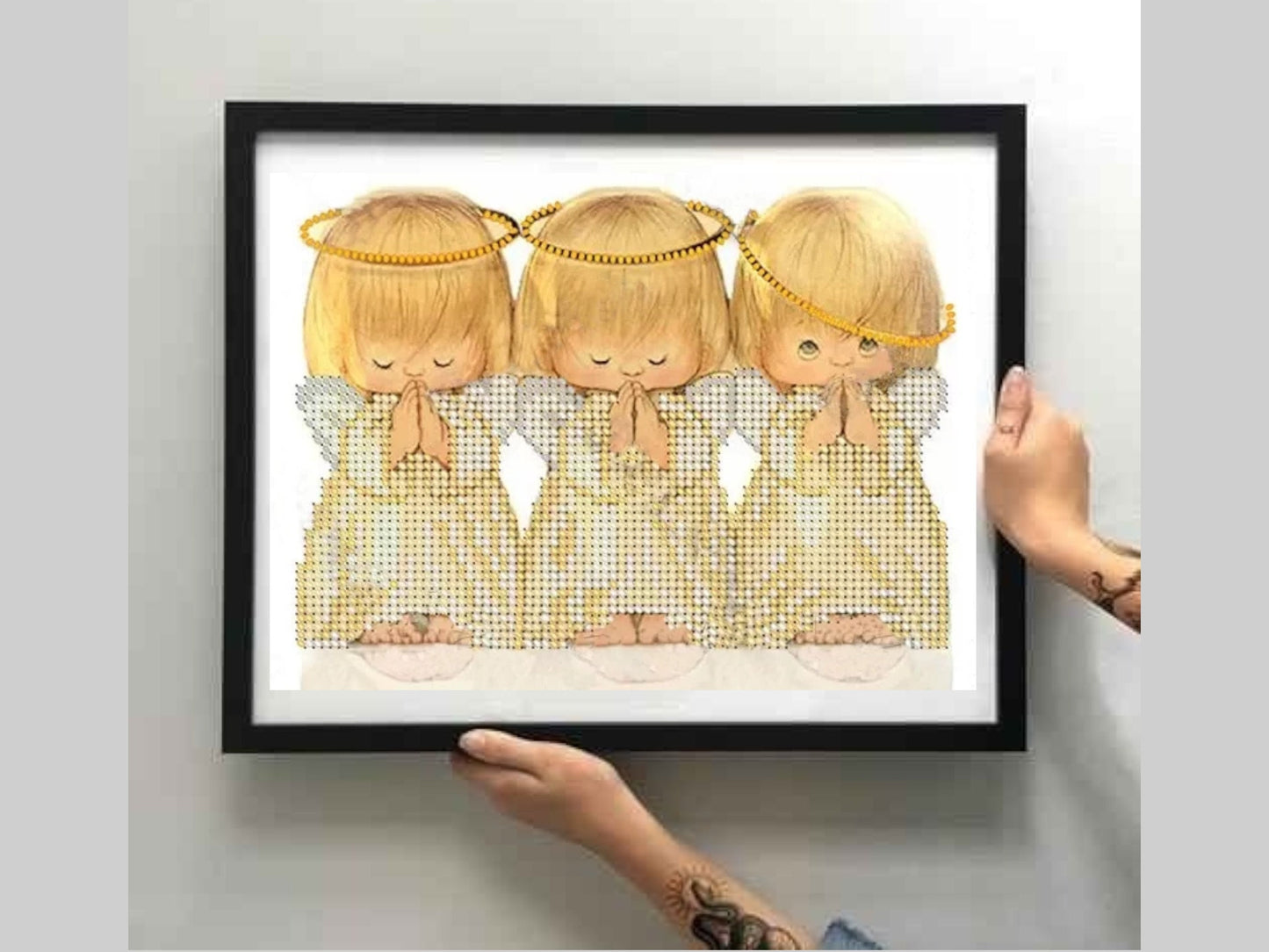Small Bead embroidery kit "Angels". Size: 6.7-5.5 in (17-14cm) - VadymShop