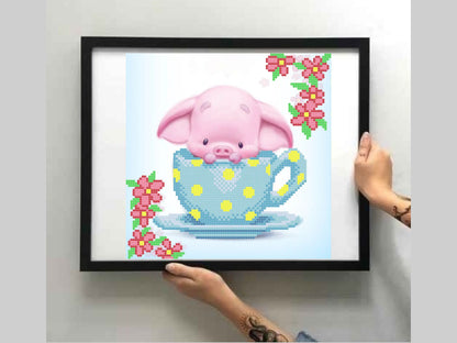 DIY Bead embroidery kit  "Piglet in a cup". - VadymShop